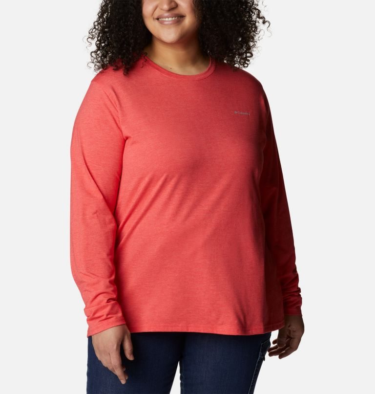 Women's Columbia Sun Trek Long Sleeve T Shirts Red | Plus Size CA-U5LA4